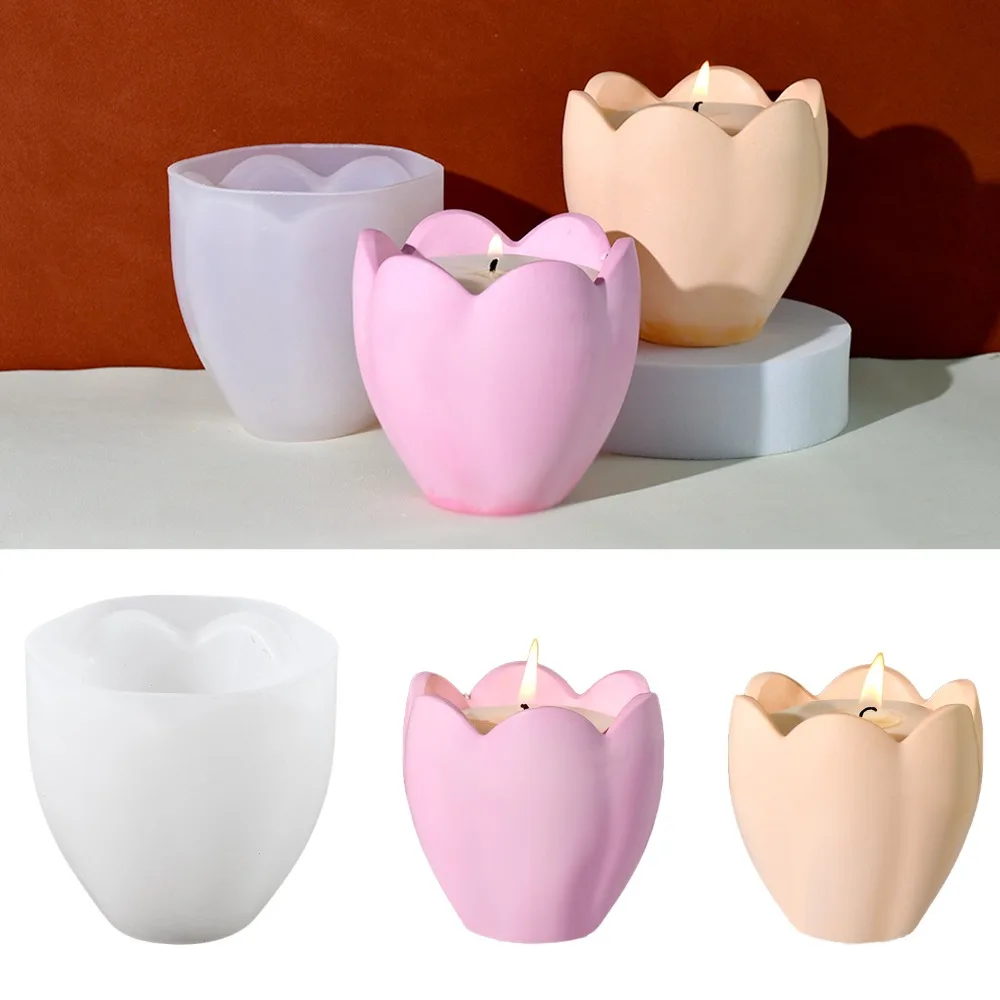Flower Preservation Resin - ทิวลิปเทียนผู้ถือแม่พิมพ์ซิลิโคนดอกไม้เรซิ่นสบู่ทําเครื่องมือพืชเทียนของขวัญวันเกิดยิปซั่มกล่องเครื่องประดับ