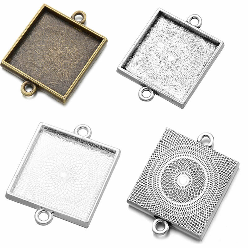 Bezels Set Pendant - Onebeading Fit 25x25 มม.Cabochons Cameos กรอบจี้ถาดเปล่า