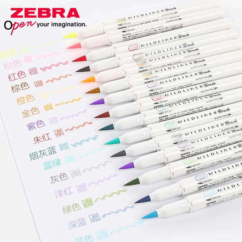 Zebra Pen Mildliner - ปากกาหัวปากกามาร์กเกอร์สองด้านลายม้าลายญี่ปุ่นปากกาหัวนุ่ม WFT8ปากกาไฮไลท์อุปกรณ์การเรียนเครื่องเขียนน่ารัก