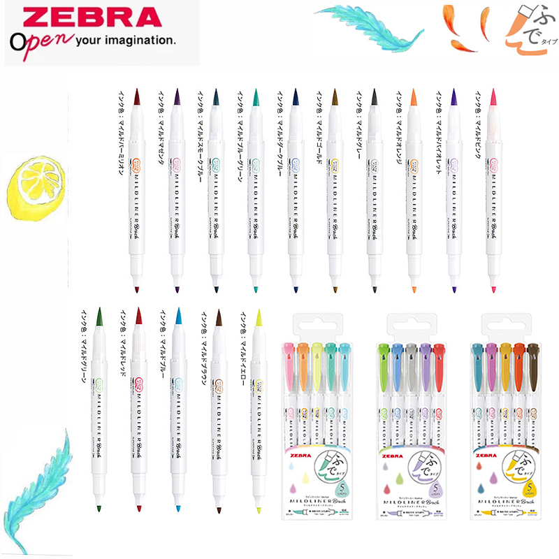 Zebra Pen Mildliner - Zebra ปากกาไฮไลท์สีแบบปลายคู่, ปากกาเน้นข้อความนักเรียนปากกาเน้นข้อความขีดเส้นใต้ WFT8ปลายปากกานุ่มชุดจำกัด