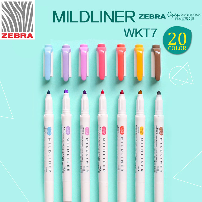 Zebra Pen Mildliner - ปากกาเน้นข้อความปลายสองด้านใหม่ WKT7ม้าลายญี่ปุ่นปากกาเน้นข้อความปากกาเน้นข้อความแบบสองปลายปากกาสำนักงานกราฟฟิตี้เครื่องเขียนน่ารัก1ชิ้น