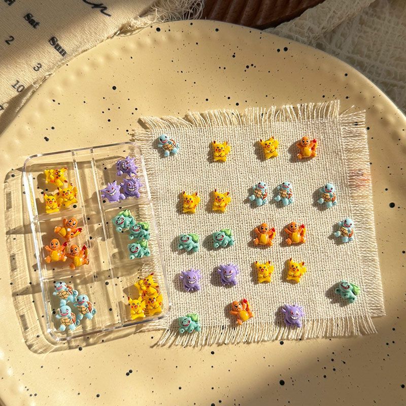 Crafting Resin - อุปกรณ์ตกแต่งเล็บลายโปเกมอน น่ารัก 3 มิติ รูปสควิร์เทิลและเก็นการ์ ทำจากเรซิ่น