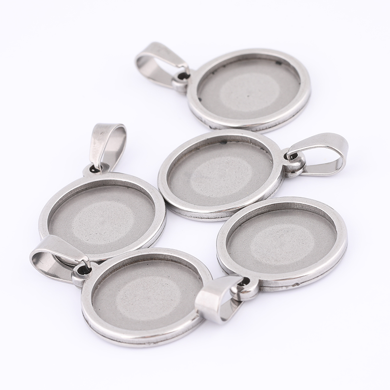 Bezels Set Pendant - 10pcs 15mm รอบ Cabochon การตั้งค่าฐานสแตนเลส BEZEL