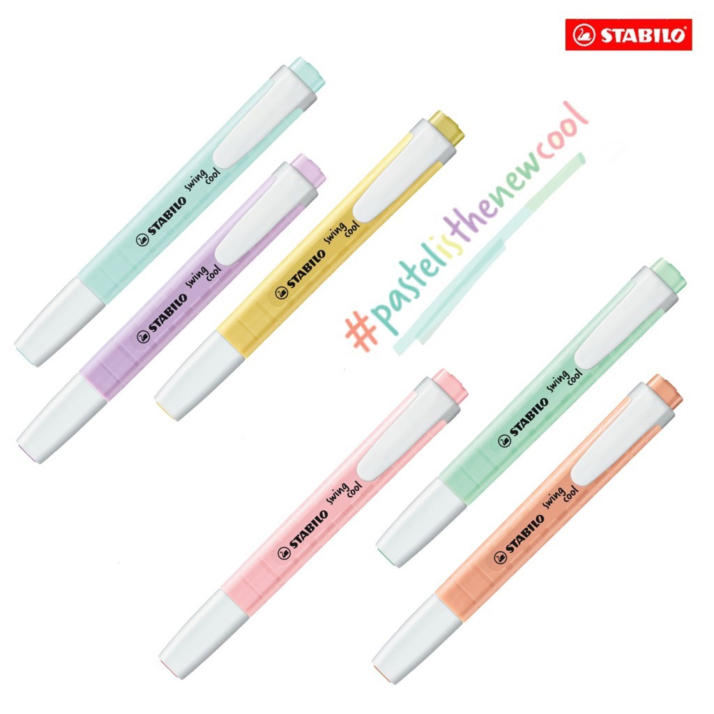 Stabilo Marker Swing Cool - STABILO Swing Cool Pastel ปากกาเน้นข้อความและปากกามาร์กเกอร์ข้อความพร้อมคลิปหนีบกระเป๋า
