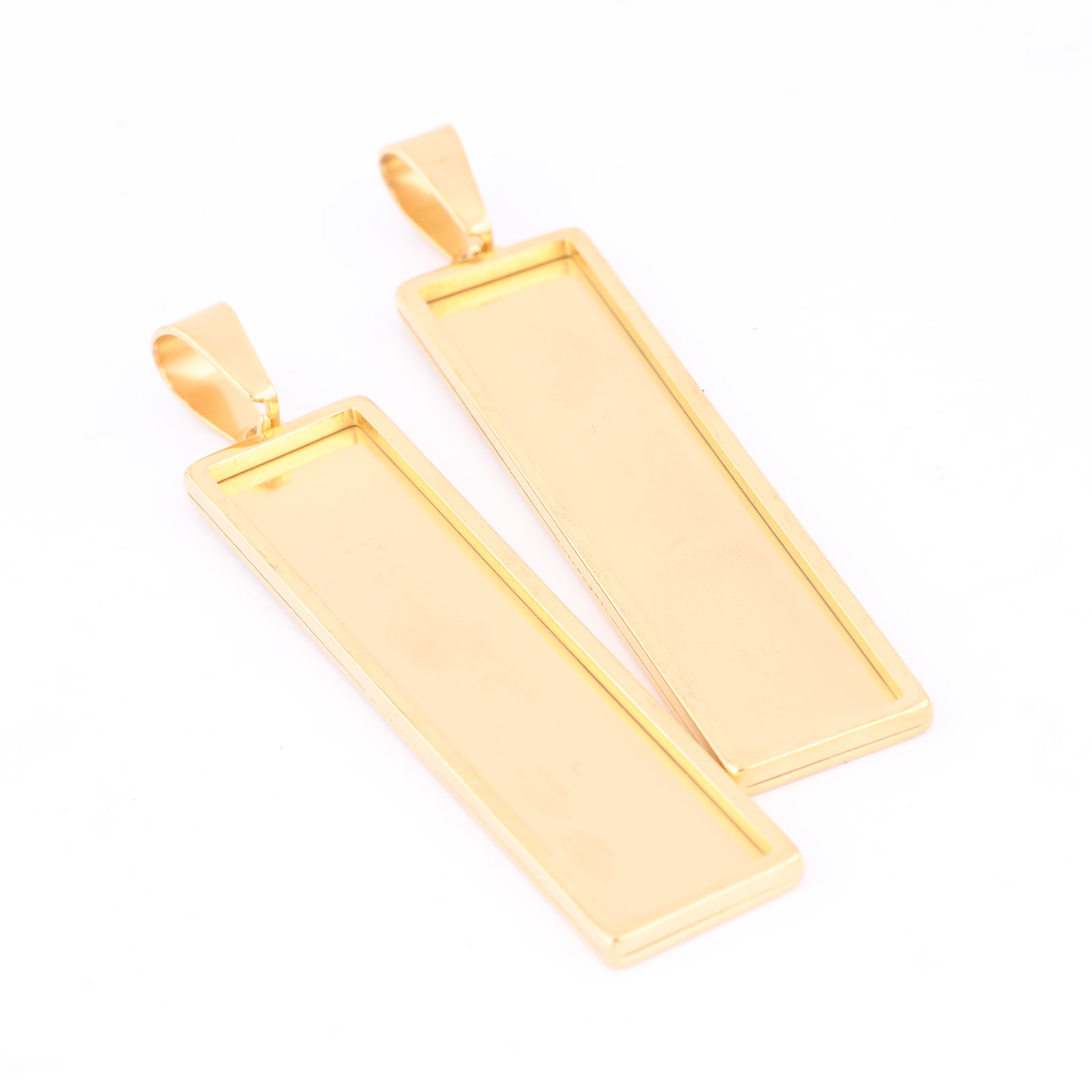 5pcs สแตนเลสสตีลชุบทอง 10x50 ม - Bezels Set Pendant บทวิจารณ์และราคา