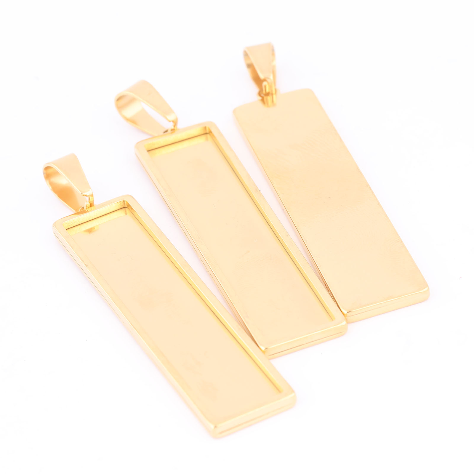 5pcs สแตนเลสสตีลชุบทอง 10x50 ม - Bezels Set Pendant บทวิจารณ์และราคา
