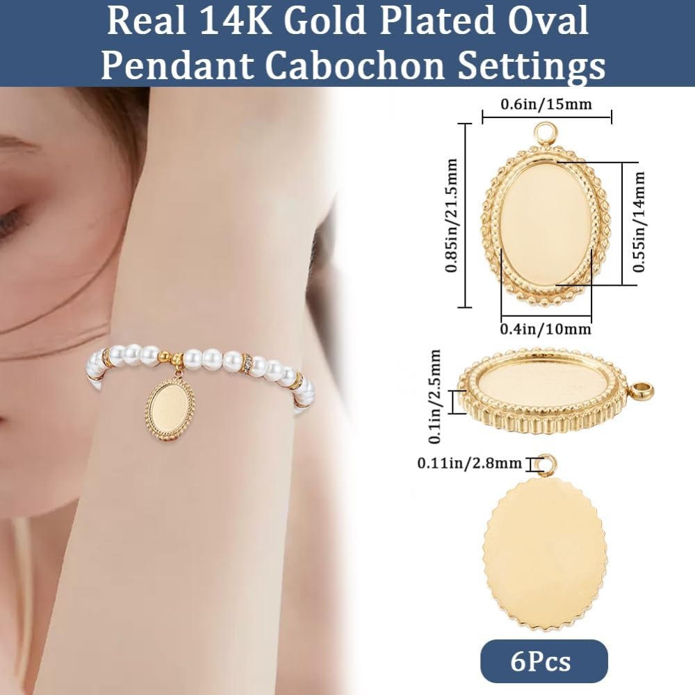 6Pcs การตั้งค่า Cabochon Charm - Bezels Set Pendant บทวิจารณ์และราคา