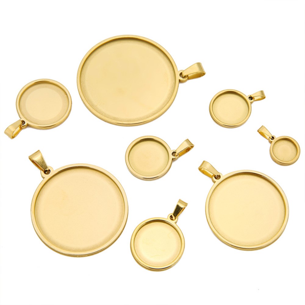 5ชิ้น/ล็อตสแตนเลสทรงกลม Caboch - Bezels Set Pendant บทวิจารณ์และราคา