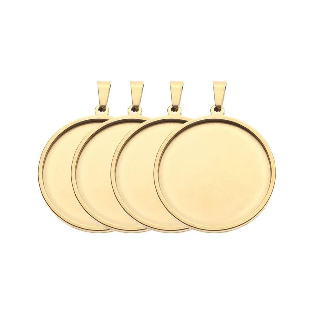 5ชิ้น/ล็อตสแตนเลสทรงกลม Caboch - Bezels Set Pendant บทวิจารณ์และราคา